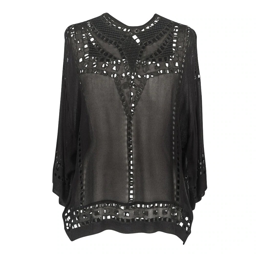 Isabel Marant Etoile Top Black Tunic Style Broderie Anglaise